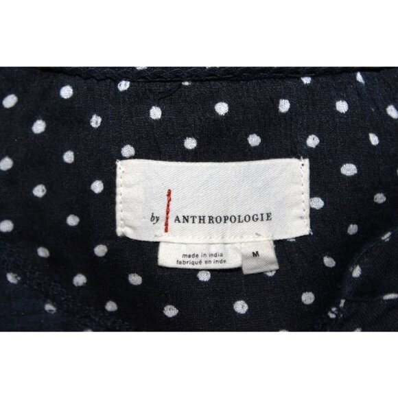 ANTHROPOLOGIE Nia Button Front Polka Dot Tunic Top in Navy - Size M - Picture 7 of 10